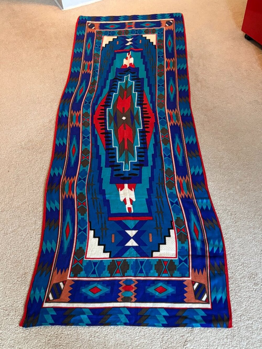 Sizable rectangular Southwest inspired scarf wrap textile 78 x 28 inches